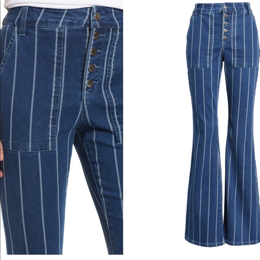 Tinsel Brand HiRise Striped Flare Jeans EUC Size 7